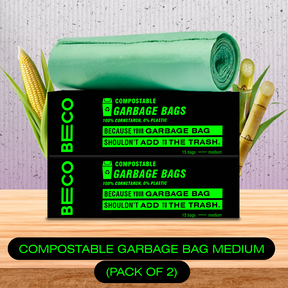 Compostable Garbage Bags - Medium 15 bags/roll | Pack of 2