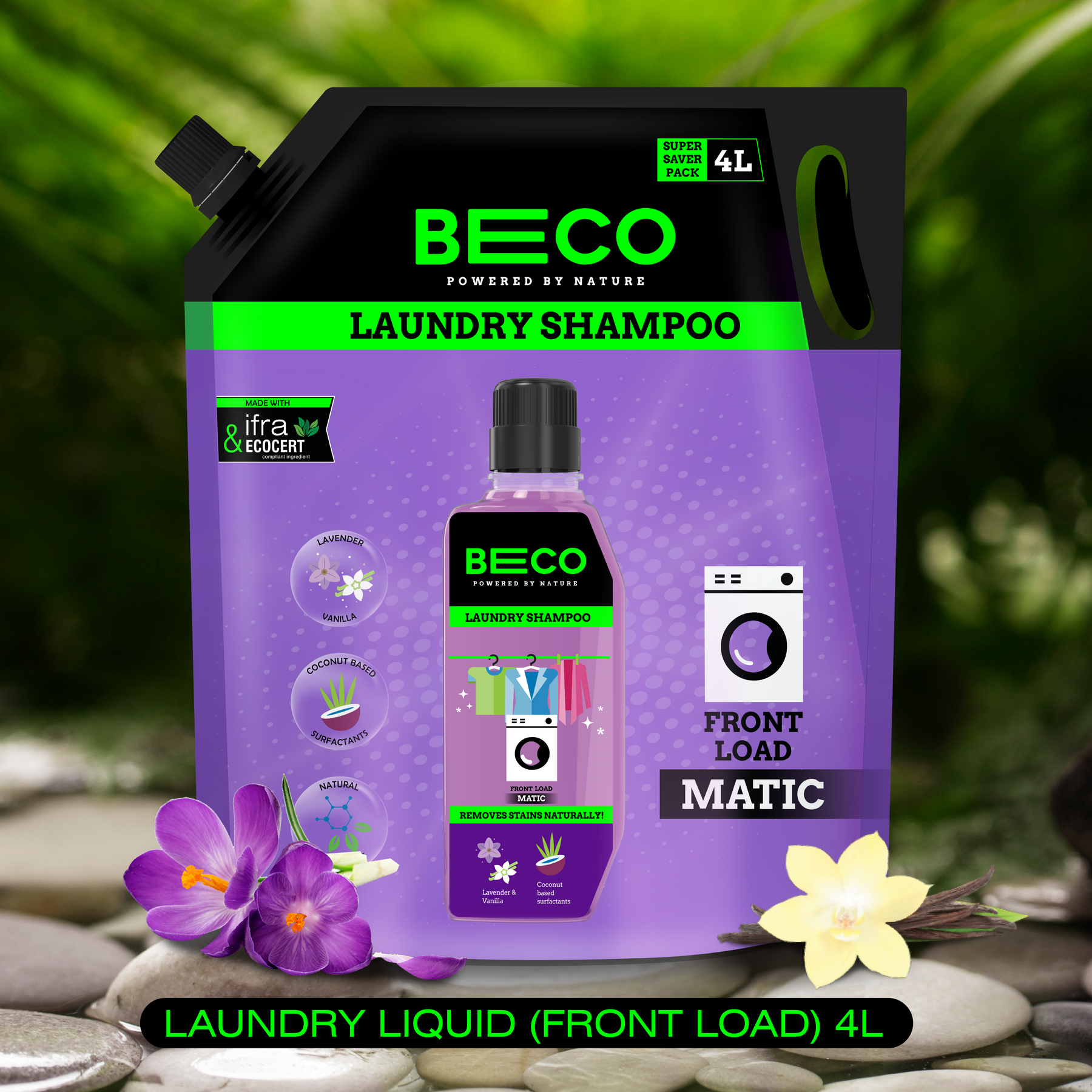 Beco Laundry Cleaner Liquid Shampoo Front Load 4 Ltr Refill