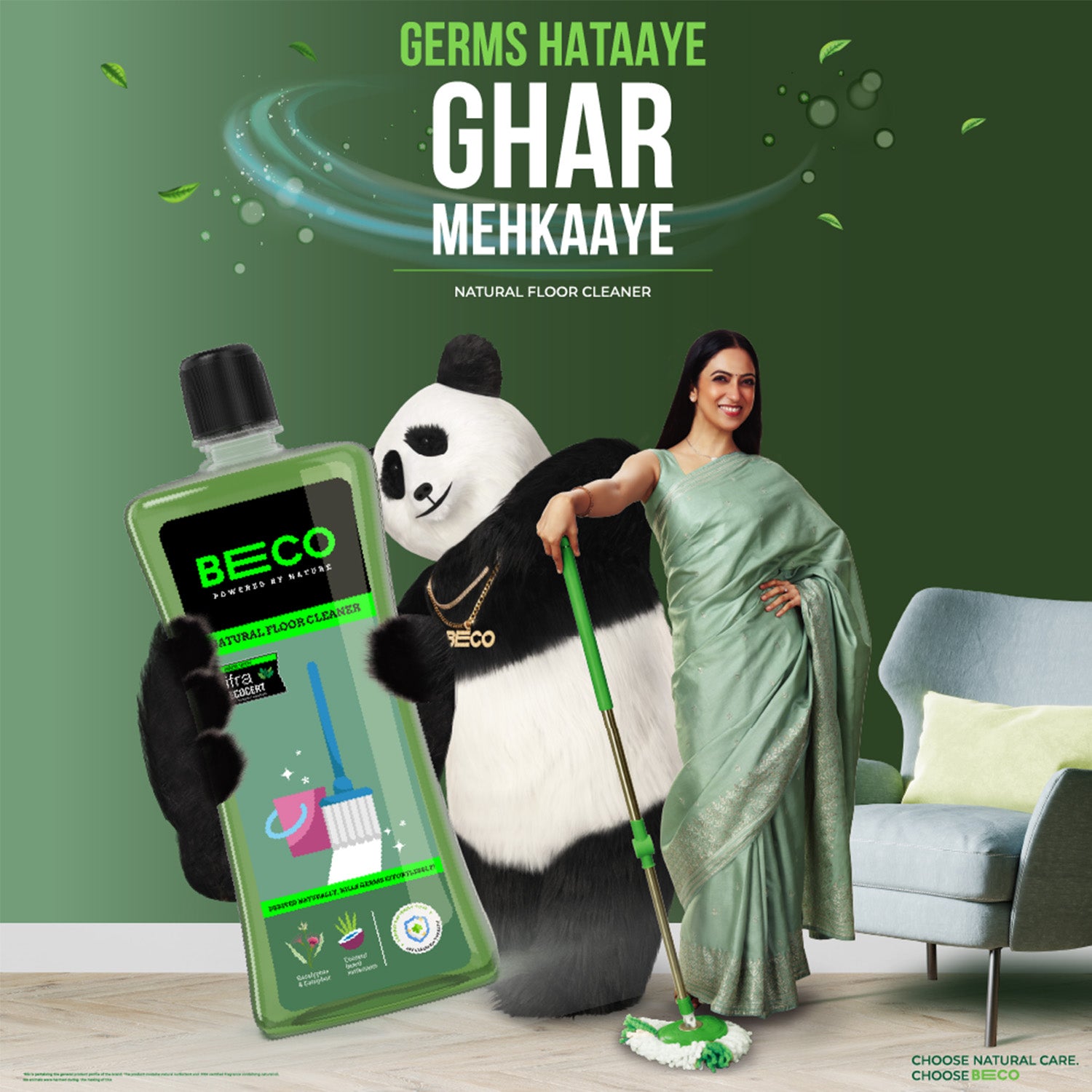 Natural Floor Cleaner Liquid - 1 litre - Eucalyptus & Camphor_