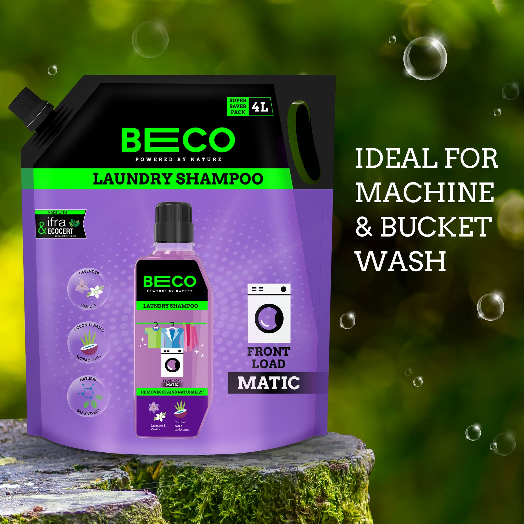 Beco Laundry Cleaner Liquid Shampoo Front Load 4 Ltr Refill