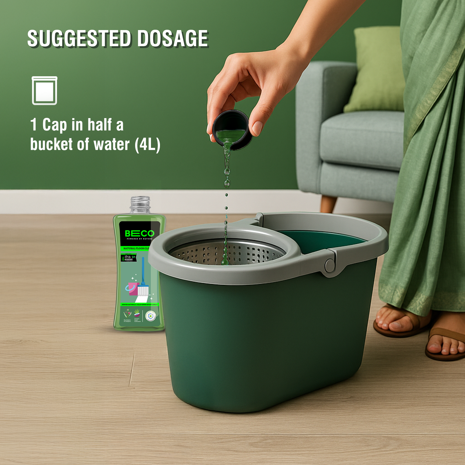 Natural Floor Cleaner Liquid - 1 litre - Eucalyptus & Camphor_