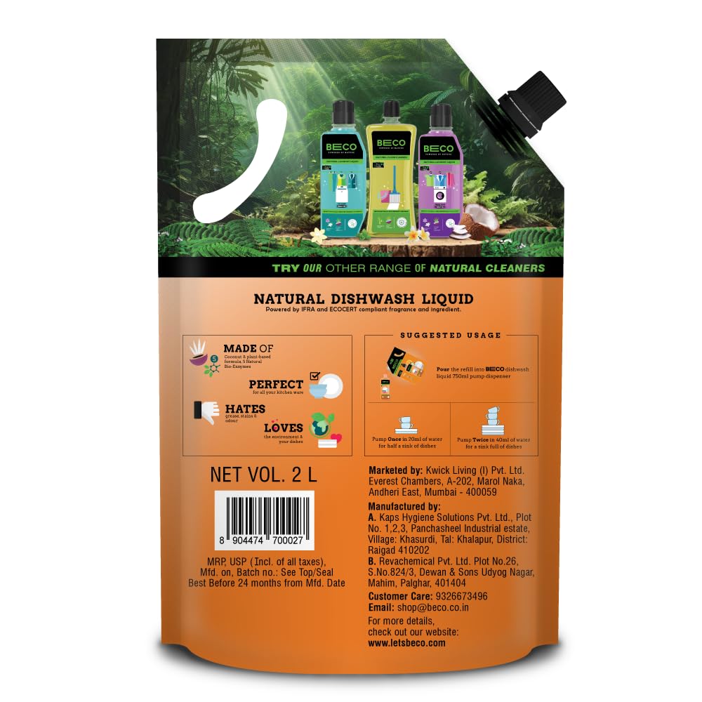 Natural Dishwash Liquid Refill - 2 litre !