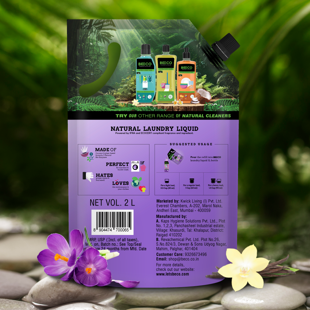 Natural Laundry Cleaner Liquid Refill | Front Load - 2 litre_EMP