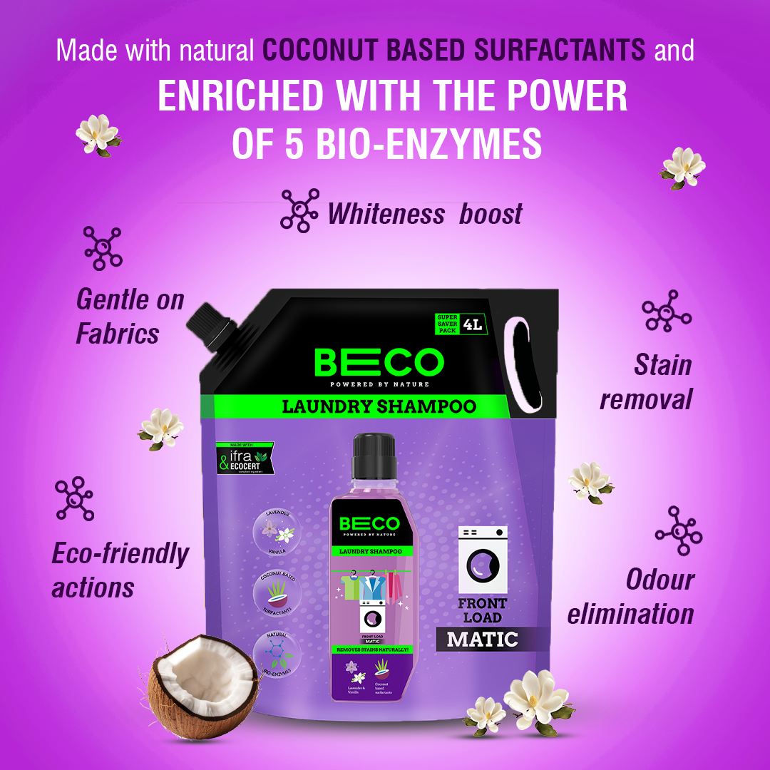 Beco Laundry Cleaner Liquid Shampoo Front Load 4 Ltr Refill