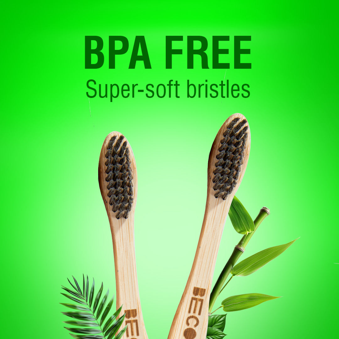 Bamboo Toothbrush with Activated Charcoal Bristles, Single