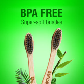 Bamboo Toothbrush with Activated Charcoal Bristles, Single