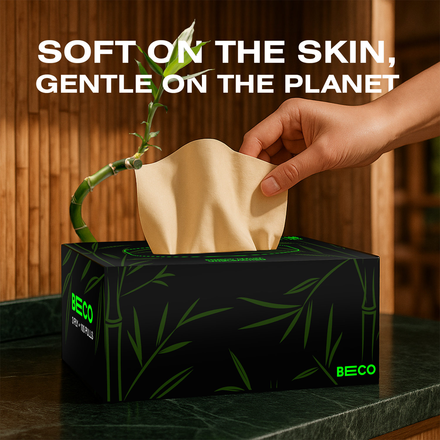 Bamboo Facial Tissue 100 Pulls 3ply_