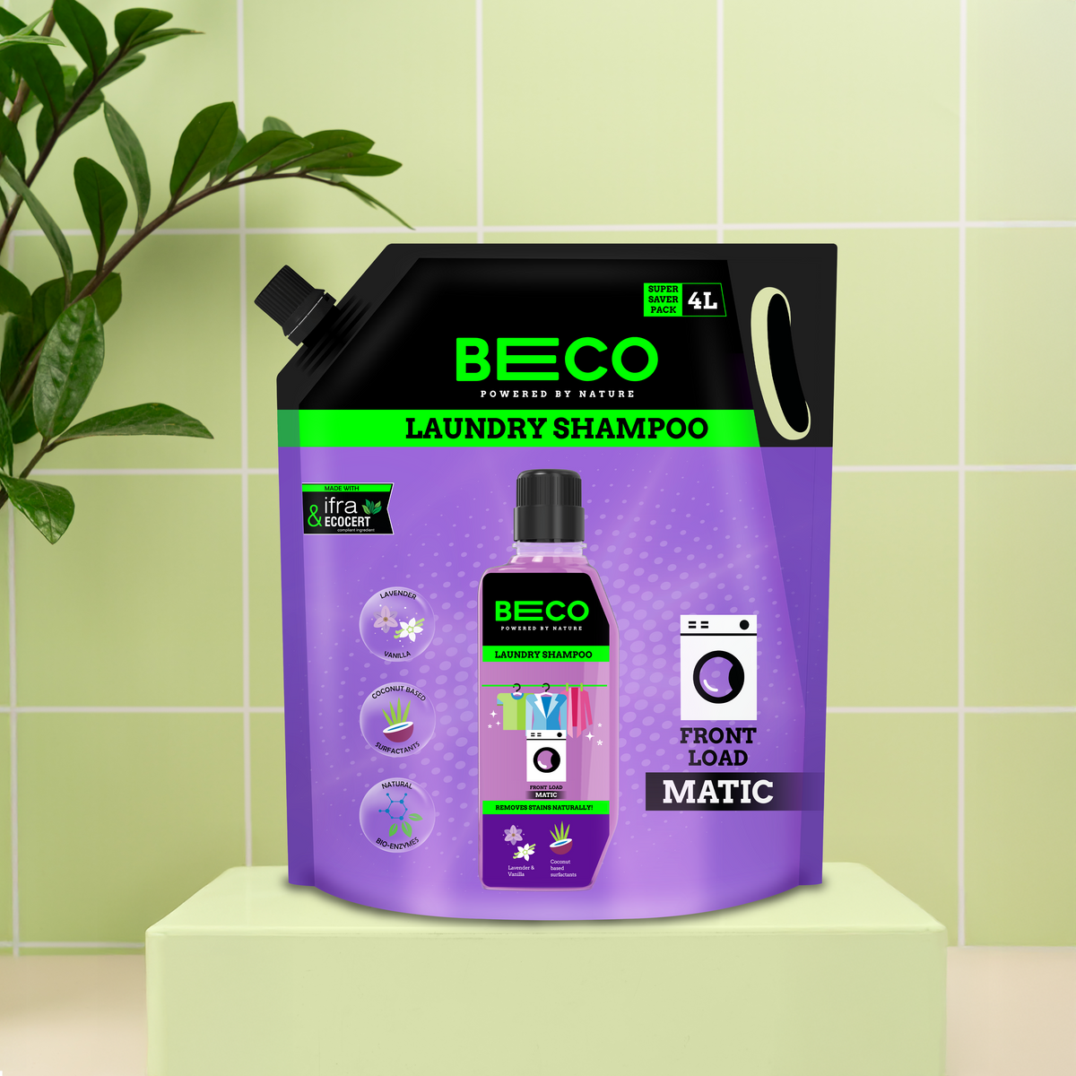 Beco Laundry Cleaner Liquid Shampoo Front Load 4 Ltr Refill