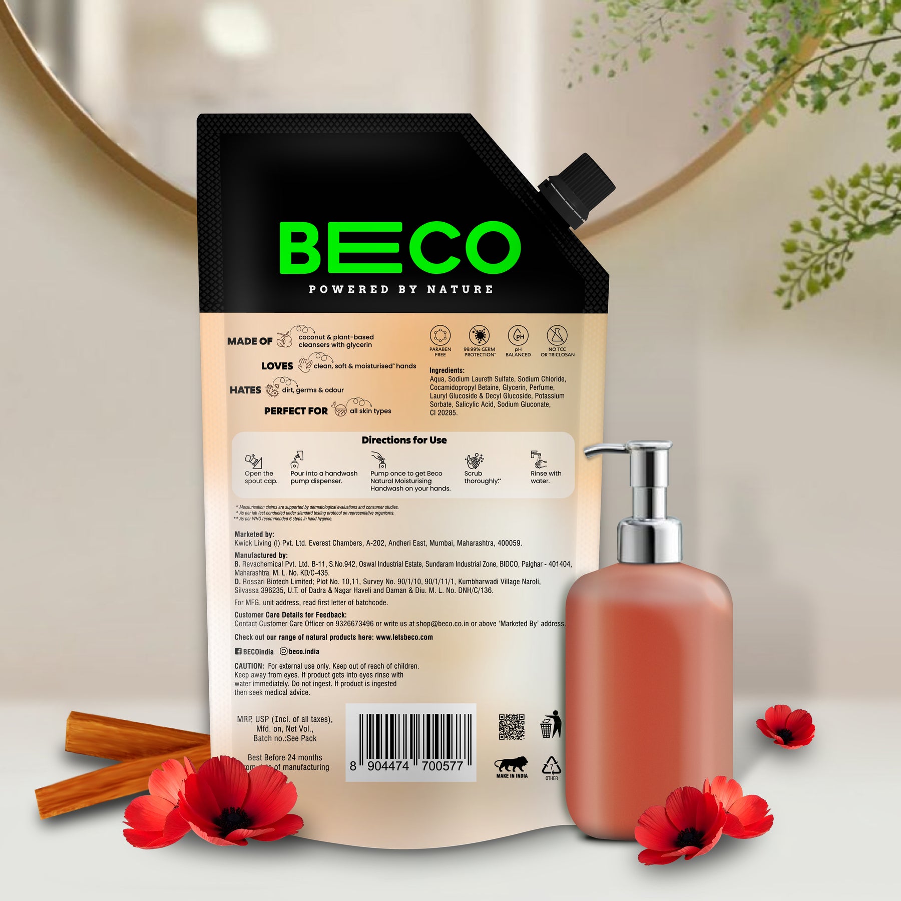 Natural Moisturising Handwash Mahogany Teakwood - 675 ml