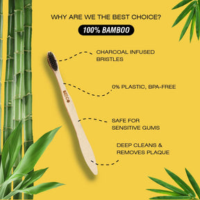 Bamboo Toothbrush with Activated Charcoal Bristles, Single_EMP